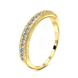 Gold Plated CZ Silver Ring NSR-2432-GP
